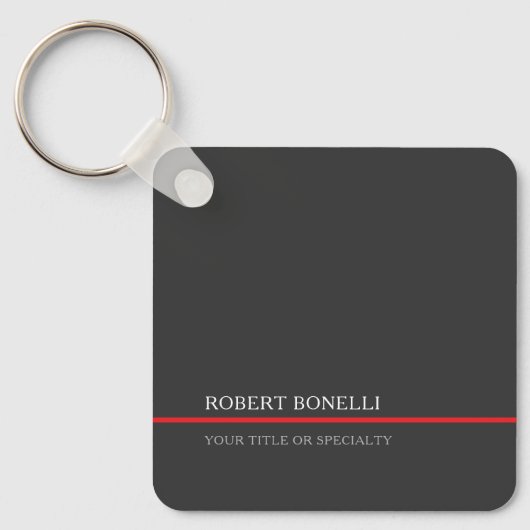 Porte-clés Spécial Unique Gris Rouge Élégant Moderne (Recto)