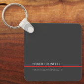 Porte-clés Spécial Unique Gris Rouge Élégant Moderne (Recto)