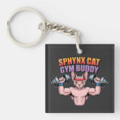 Porte-clés Sphynx Chat Compagnon de Gym Musculaire Dessin Ani (Devant)