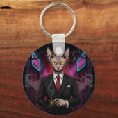 Porte-clés Sphynx Mafia Cat in Neon Noir Style (Recto)