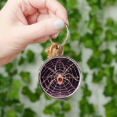 Porte-clés SPIDER ET WEB Rouge Ruby Noir (Main)