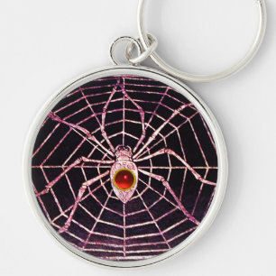 Porte-clés SPIDER ET WEB Rouge Ruby Noir
