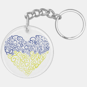 Porte-clés Spiral tourbillons mehandi coeur drapeau ukrainien