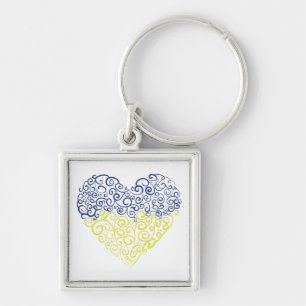 Porte-clés Spiral tourbillons mehandi coeur drapeau ukrainien