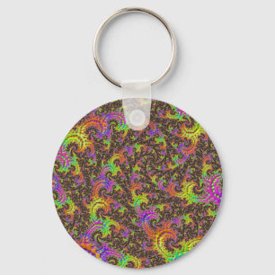 Porte-clés Spirale Abstraite Numérique Fractale Colorée Flash