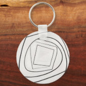 Porte-clés Spirale Carrée Abstraite Noir Blanc (Recto)