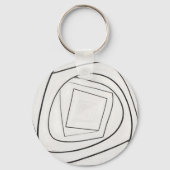 Porte-clés Spirale Carrée Abstraite Noir Blanc (Verso)