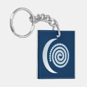 Porte-clés Spirale de Lune Argentée sur fond bleu foncé (Devant gauche)