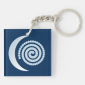Porte-clés Spirale de Lune Argentée sur fond bleu foncé (Dos)