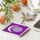 Porte-clés Spirale de lune d'argent sur violet (Côté)