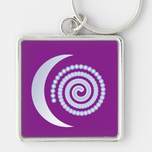 Porte-clés Spirale de lune d'argent sur violet (Devant)