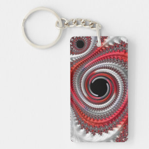 Porte-clés Spirale fractale dégradé rouge abstrait