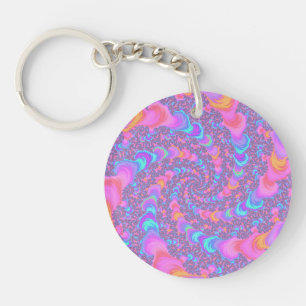 Porte-clés Spirale fractale fluorescente colorée