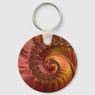 Porte-clés Spirale fractale rouge feu abstraite
