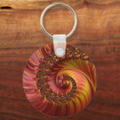 Porte-clés Spirale fractale rouge feu abstraite (Recto)