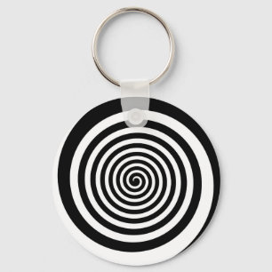 Porte-clés Spirale hypnotique noire et blanche