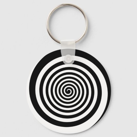 Porte-clés Spirale hypnotique noire et blanche (Recto)