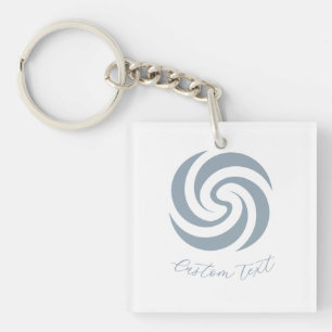 Porte-clés Spirale Zen Vintage Bleu Minéral avec Texte Person