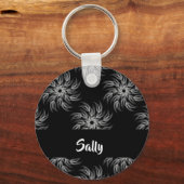 Porte-clés Spirales de nom personnalisé en noir (Recto)