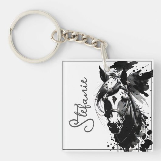 Porte-clés Spirit Pony 3 Noir & Blanc (Devant)