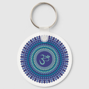 Porte-clés Spirituelle Mandala Om Purple Aqua Blue Kaleidosco