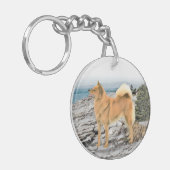 Porte-clés Spitz finlandais à Seashore Peinture - Chien Art (Devant gauche)