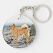 Porte-clés Spitz finlandais à Seashore Peinture - Chien Art (Dos)