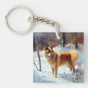 Porte-clés Spitz Finlandais Laisser Neige Noël