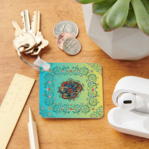 Porte-clés Splendeur Infinie, Floral Paisley Vibrant