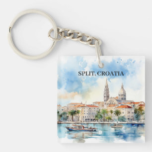 Porte-clés Split Croatie Dalmatie Aquarelle