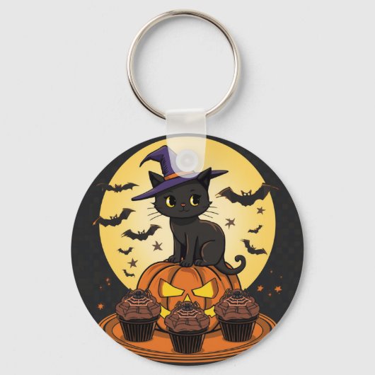 Porte-clés Spooky Black Cat Halloween Keychain – Cute & Creep (Verso)
