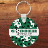 Porte-clés Sport de balle de soccer noir, vert foncé et blanc (Recto)