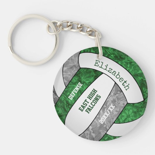 Porte-clés sport gris vert girly coutume volley-ball (Devant)