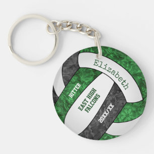 Porte-clés Sport noir vert girly coutume volley-ball