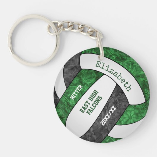 Porte-clés Sport noir vert girly coutume volley-ball (Devant)
