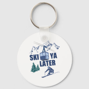Porte-clés Sports d'hiver Ski Scène de neige Station de ski v