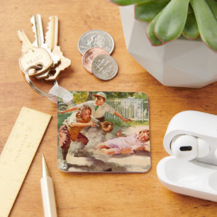 Porte-clés Sports Vintage, les enfants jouent au baseball ave