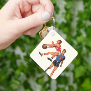 Porte-clés Sports vintages, joueurs de basket-ball dans un je