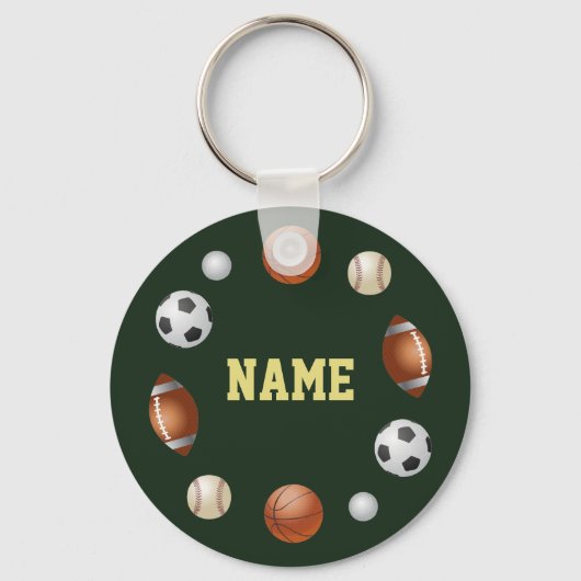 Porte-clés Sports World Personalized Keychain - Green (Recto)