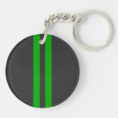 Porte-clés Sporty Green Carbon Fiber Style Racing Stripes (Dos)