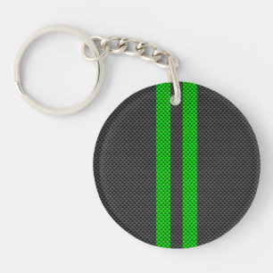 Porte-clés Sporty Green Carbon Fiber Style Racing Stripes