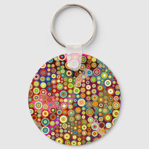 Porte-clés Spots rétro colorés + votre idée