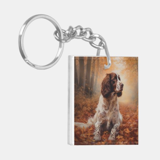 Porte-clés Springer Spaniel à l'automne Feuilles automne Insp (Devant gauche)