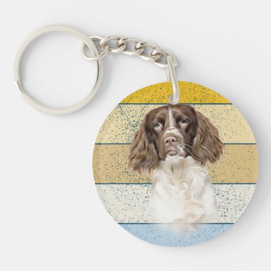 Porte-clés Springer Spaniel Chien Arrière - plan rétro (Devant)