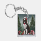 Porte-clés Springer Spaniel Chien dans la neige Noël (Devant gauche)