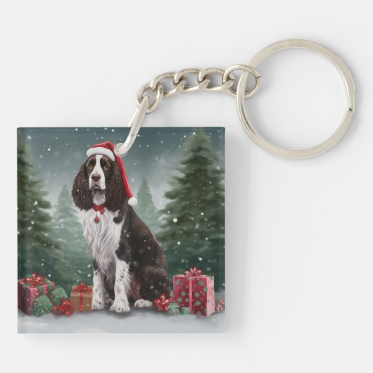 Porte-clés Springer Spaniel Chien dans la neige Noël (Dos)