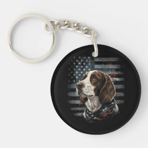 Porte-clés Springer Spaniel Chien Drapeau Américain
