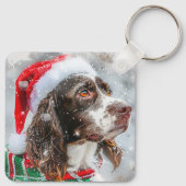 Porte-clés Springer Spaniel Chien Fête de Noël (Dos)