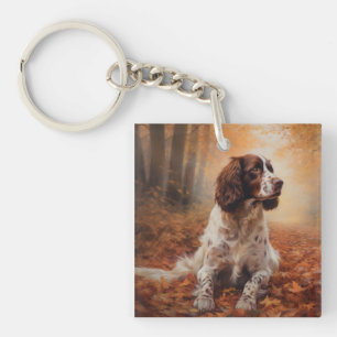 Porte-clés Springer Spaniel dans les feuilles d'automne qui t
