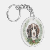 Porte-clés Springer spaniel Noël Wreath Festive Pup (Devant gauche)